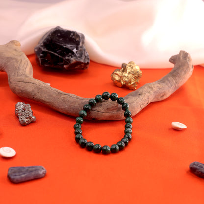 Natural Dark Green Jade Crystal Bracelet | Emotional Healing, Stress Relief, and Positive Energy