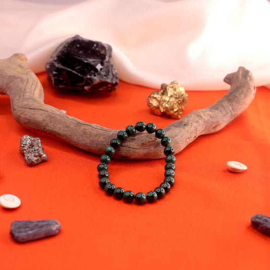 Natural Dark Green Jade Crystal Bracelet | Emotional Healing, Stress Relief, and Positive Energy