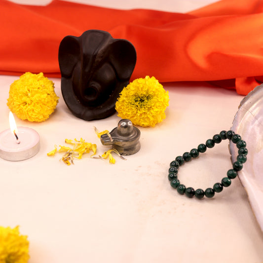 Natural Dark Green Jade Crystal Bracelet | Emotional Healing, Stress Relief, and Positive Energy