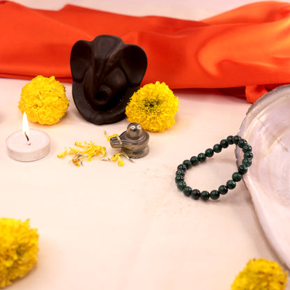 Natural Dark Green Jade Crystal Bracelet | Emotional Healing, Stress Relief, and Positive Energy