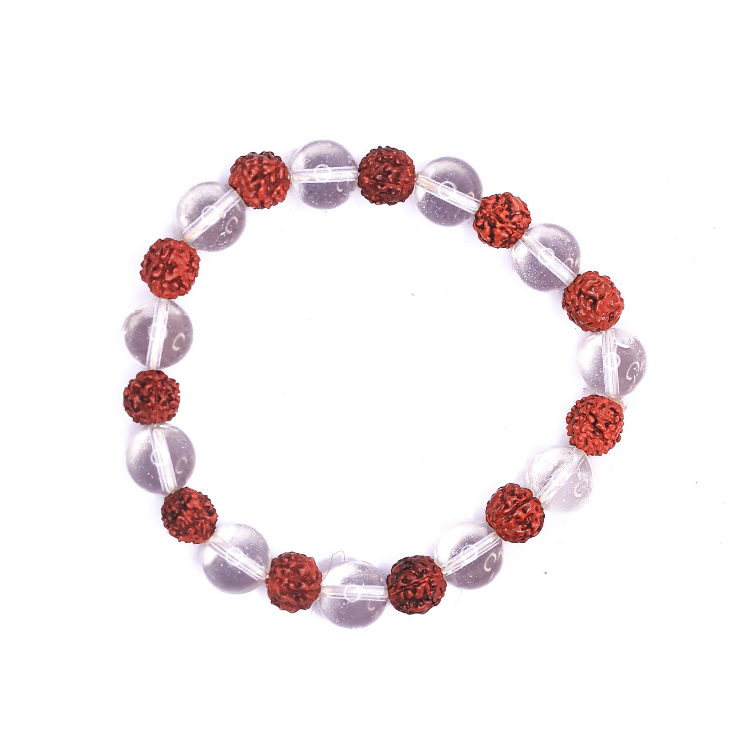 Rudraksha & Clear Quartz Crystal Bracelet for Energy & Stress