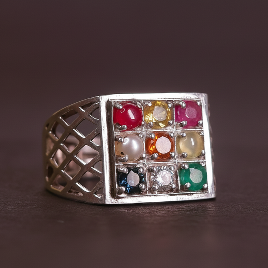 Nava Ratna Gents Ring (Silver)