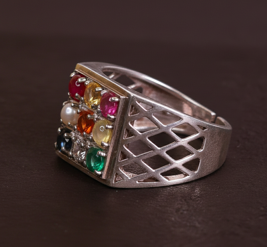 Nava Ratna Gents Ring (Silver)