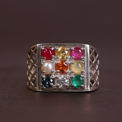 Nava Ratna Gents Ring (Silver)