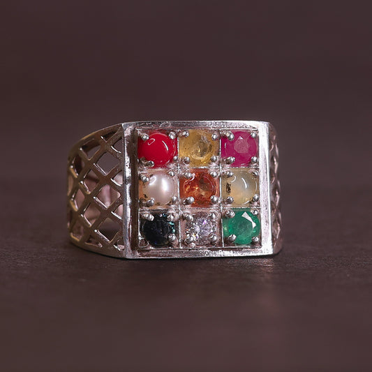 Nava Ratna Gents Ring (Silver)